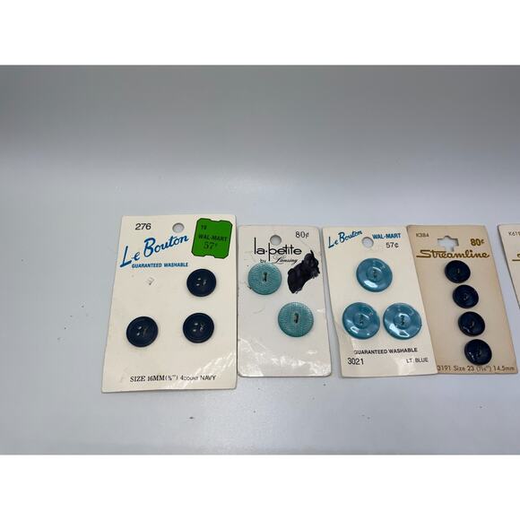 Vintage Buttons Carded Le Bouton Streamline Shades of Blue buttons Navy Pearl - Picture 4 of 10